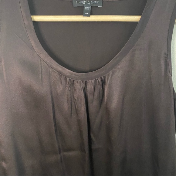 Eileen Fisher petite brown sleeveless blouse - Picture 2 of 5